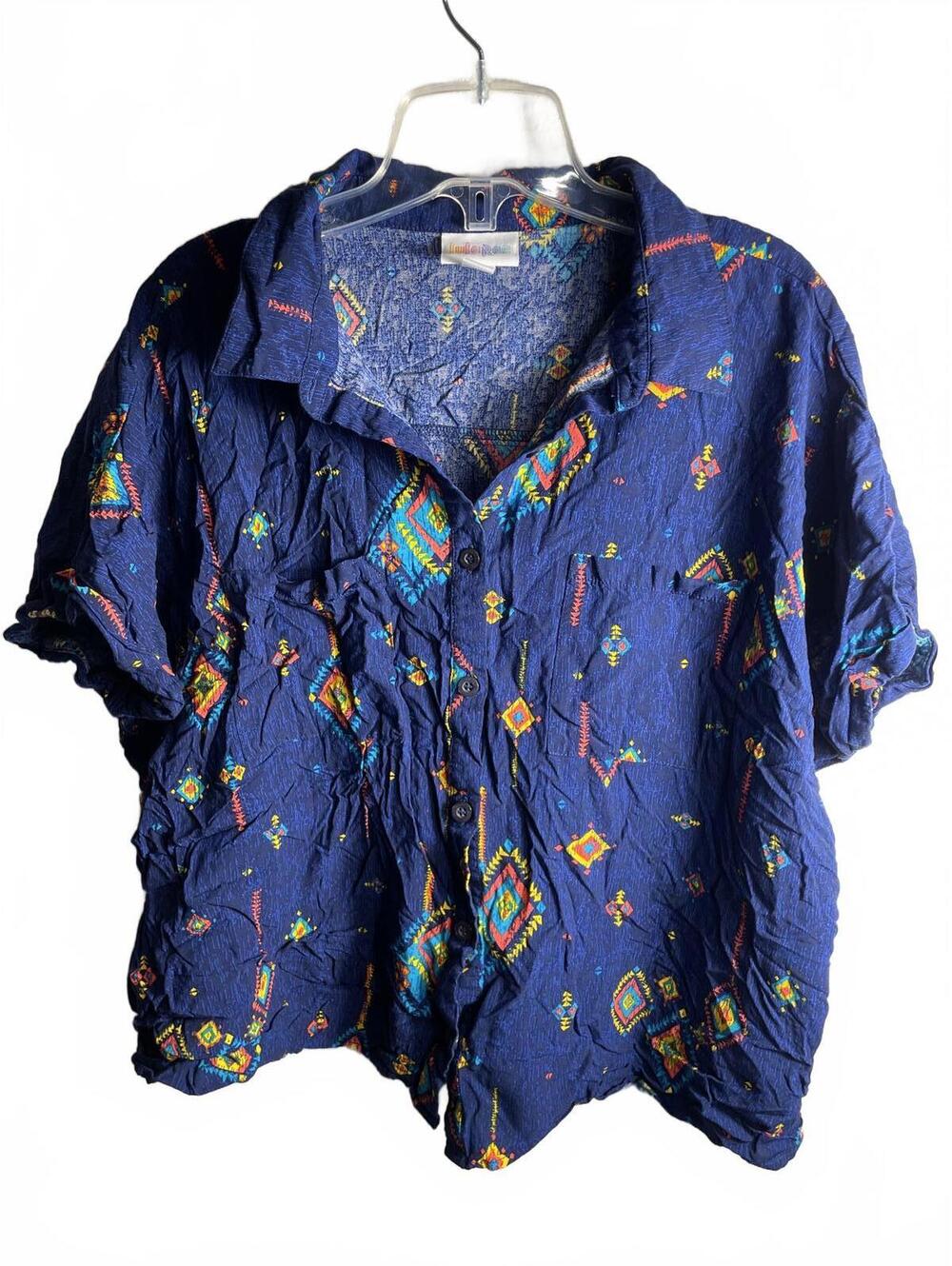 LuLaRoe Button Up Blouse Shirt Women's Sz Small Blue Western